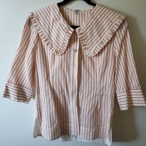 Big Collar Striped Blouse